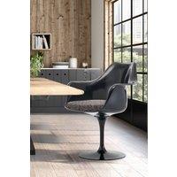 Fusion Living Black Tulip Armchair with Textured Cushion in Grey