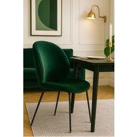 Fusion Living Luxurious Velvet Dining Chair with Black Metal Legs in Emerald