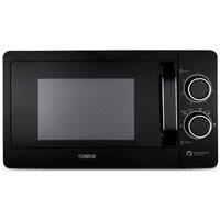 Tower Manual Microwave, Sleek Mirror Door, 800W, 20L, T24042WHT, White & Chrome in Black