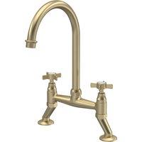 Balterley Traditional Kitchen Sink Bridge Mixer Tap - Brushed Brass in Metallics