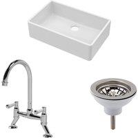 Balterley Fireclay 1 Bowl Butler Sink Waste Mixer Tap 795mm in White