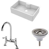 Balterley Fireclay 1 Bowl Butler Sink Tap Ledge Waste Mixer Tap 795mm in White