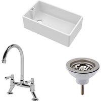 Balterley 1 Bowl Belfast Sink Strainer Waste Tap Chrome 795mm in White