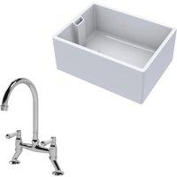 Balterley Fireclay 1 Bowl Belfast Sink Mixer Tap 615mm in White