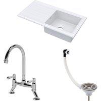 Balterley Fireclay 1 Bowl Sink Drainer Waste Tap 1010mm in White