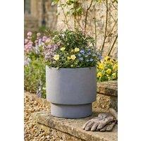 Dibor Small Light Grey Fibre Clay Indoor Outdoor Garden Planter Houseplant Flower Plant Pot H24 x Dia 24cm