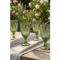 Dibor Set of 6 Vintage Luxury Spring Summer Green Leaf Embossed Drinking Glass Wine Goblets Wedding Gift 230ml | Size: 6 Pack