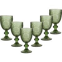 Dibor Set of 6 Vintage Luxury Spring Summer Green Embossed Drinking Wine Glass Wine Goblets Wedding Gift 310ml | Size: 6 Pack