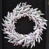 Dibor Hampton Frosted Berries Xmas Wreath Front Door Christmas Wreath 50cm in Green