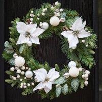 Dibor Valley Snowdrift Xmas Wreath Front Door Christmas Wreath 42cm in White