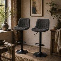 Wyld Haus Likaha Charcoal Grey Linen Look Adjustable Bar Stools Set of 2