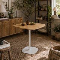 Wyld Haus Levadi 60cm Square Dining Table Natural Wood Veneer Top White Steel
