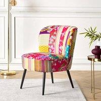 Wyld and Coco Multicolour Patchwork Armless Armchair Modern Metal Legs W60 x D52cm