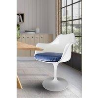 Fusion Living Black Tulip Armchair with PU Cushion in Navy