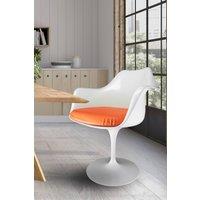 Fusion Living White Tulip Armchair with PU Cushion in Orange