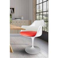 Fusion Living White Tulip Armchair with PU Cushion in Red