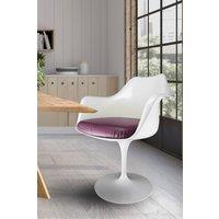 Fusion Living White Tulip Armchair with PU Cushion in Purple