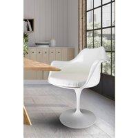 Fusion Living White Tulip Armchair with PU Cushion