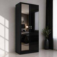 Harmin LUXURY Black Mirrorred 2 Door Soft close wardrobe - height 180 cm