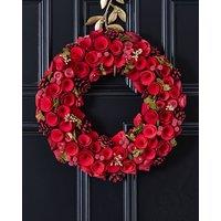Dibor Extra Large Red Rose Festive Xmas Front Door Christmas Wreath 42cm