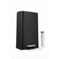London Boutique Stainless Steel Trash Can 50L Kitchen Waste Bin w/Removable bucket in Black