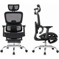 London Boutique Ergonomic Mesh Office Chair Swivel Gaming Chair w/3D Headrest & Hanger in Black