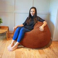rucomfy Beanbags rucomfy Indoor Adults Classic Slouchbag Bean Bag Chair - Velvet Seat in Burnt Orange