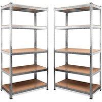 Samuel Alexander Set of 2 0.9m x 1.8m 5 Tier Heavy Duty Metal Shelving Storage Racking Unit in Silver