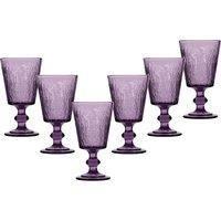 Dibor Set of 6 Purple Lavender Spring Summer Embossed Drinking Glass Wine Goblets Wedding Gift 300ml | Size: 6 Pack