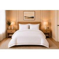 Pamposh Double Cord Embroidery Cotton Sateen Duvet Cover Sets in White | Size: Single