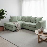 Abakus Direct Jumbo Chenille Corner Left Sofa with Plush Chaise Extension in Light Green