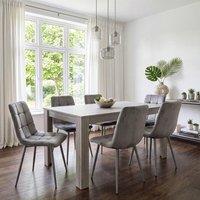 KOSY KOALA Modern Dining Table Set with 6 Grey Chairs Dining Furniture