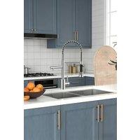 JANLEMNY Stainless Steel Kitchen Mixer Tap - Pull Down Spray, Dual Mode in Silver | Size: 1000mm x 400mm