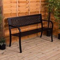 HD Designs Steel Garden Bench Lattice 3 Seater Outdoor Furniture in Black