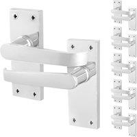 AFIT Chrome Door Handles Latch, 6 Pairs Polished Chrome Backplate Handles in Silver | Size: 150mm x 150mm