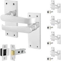 AFIT Chrome Door Handles Latch, 5 Pairs Polished Chrome Backplate Latch in Silver | Size: 150mm x 150mm