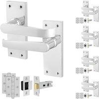 AFIT Chrome Door Handles Latch Set, 5 Pairs Polished Chrome Backplate in Silver | Size: 150mm x 150mm