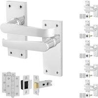 AFIT Chrome Door Handles Latch Set, 6 Pairs Polished Chrome Backplate in Silver | Size: 150mm x 150mm