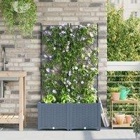 Berkfield Home Garden Planter with Trellis 2 pcs Light Grey 80x40x143 cm | Size: 80 x 40 x 143 cm