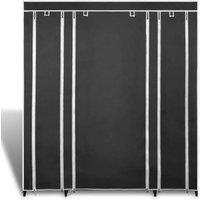 Berkfield Home Fabric Wardrobe with Compartments & Rods 45x150x176 cm Black | Size: 45 x 150 x 176 cm