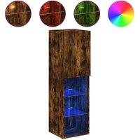 Berkfield Home TV Cabinet with LED Lights Smoked Oak 30.5x30x102 cm in Brown