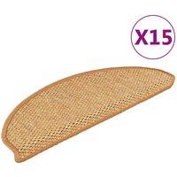 Berkfield Home Stair Mats Self-adhesive Sisal-Look 15 pcs 65x21x4 cm Sisal in Light Brown | Size: Medium