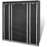 Berkfield Home Durable Fabric Wardrobe with Compartments & Rods 45x150x176 cm Black | Size: 45 x 150 x 176 cm