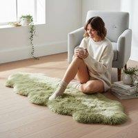Infinity Leather Real Sheepskin Large Natural Wool Rug - Double in Light Green | Size: 180 cm x 60 cm
