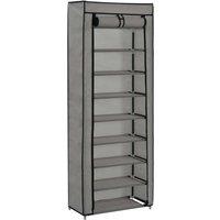 Berkfield Home Shoe Cabinet with Cover Grey 57x29x162 cm Fabric | Size: 57 x 29 x 162 cm