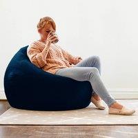 rucomfy Beanbags rucomfy Indoor Adults Classic Slouchbag Bean Bag Chair - Velvet Seat in Dark Blue