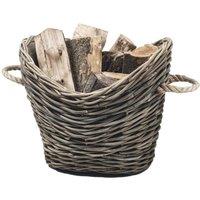 Lemon Pavilion Furniture and Decor Log Basket Oval Lined - Wicker - L36 x W55 x H39 cm - Brown