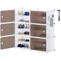 Gymax 6-Tier Plastic Shoe Cabinet 24 Pair Shoe Rack With Removable Shelves in White
