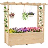 Gymax Wooden Elevated Planter Box for Climbing Plant Lattice Trellises in Natural | Size: 10kg