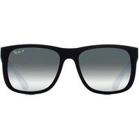 Ray-Ban Rectangle Rubber Black Silver Mirror Polarized RB4165 Justin